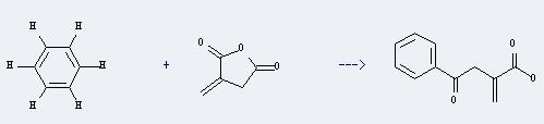 Itaconic anhydride can react with benzene to get 2-phenacyl-acrylic acid
